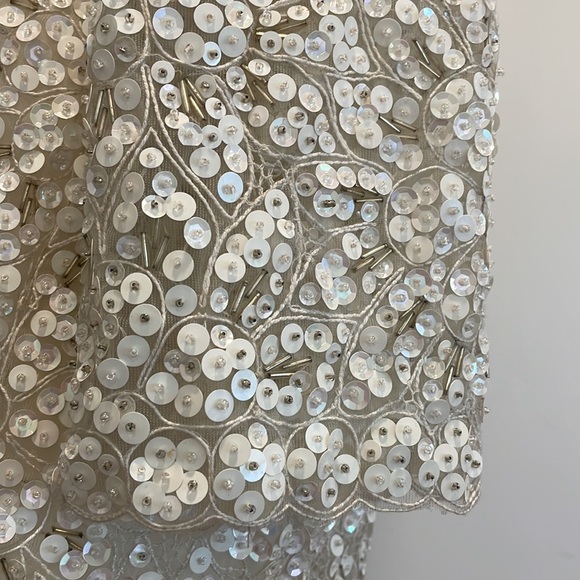 Vintage Full White Sequined Jacket SzSM - Picture 13 of 14
